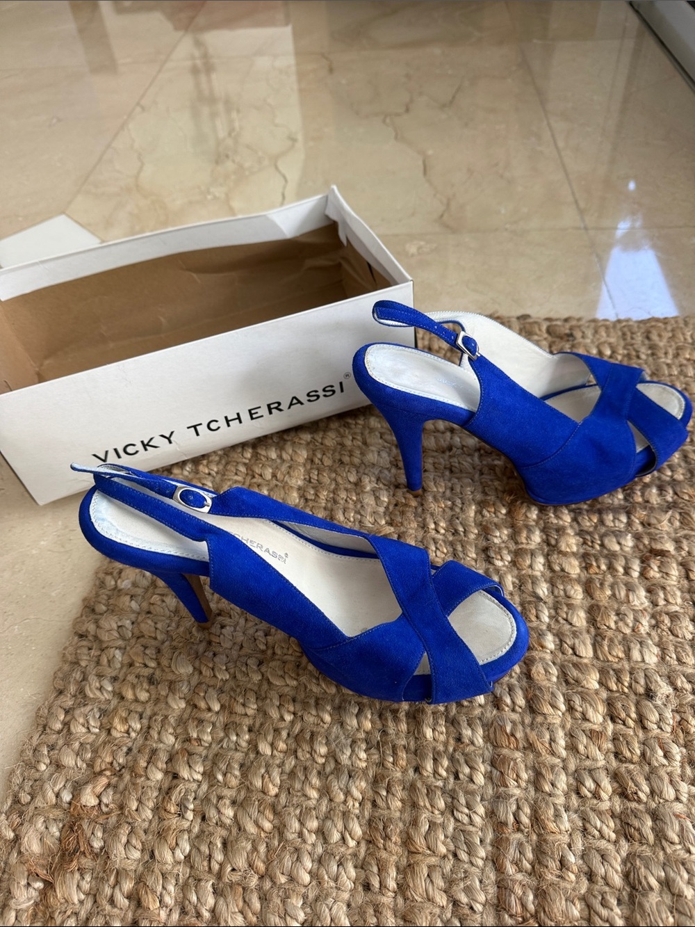 Royal Blue Suede Slingback Heels